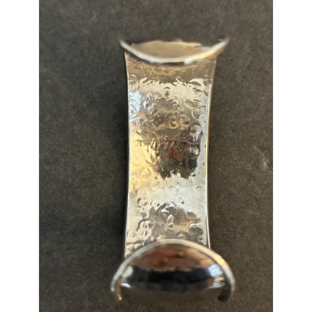 Vintage Mexican 925 Sterling Silver Hammered Cuff Bracelet Artisan Made 21.8g - Picture 4 of 6